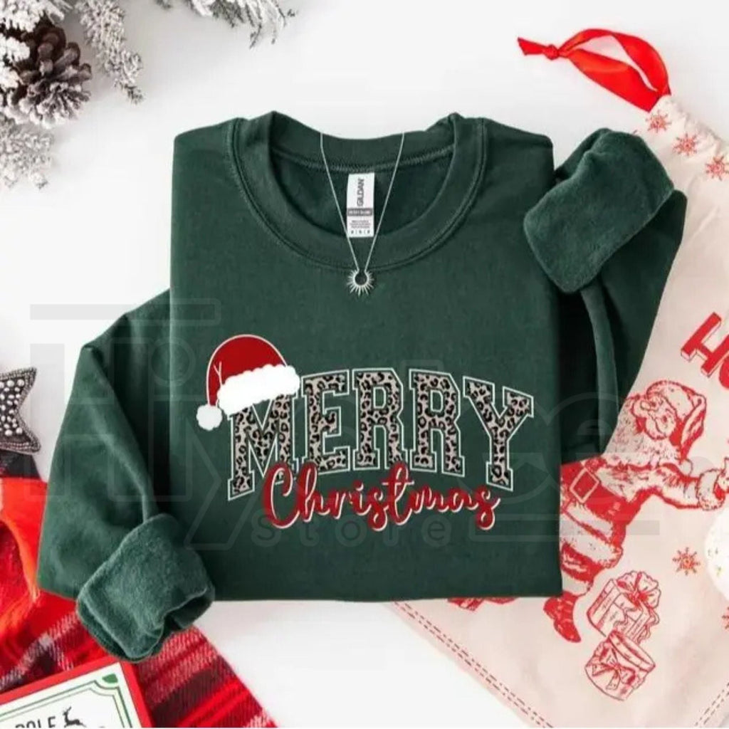 Merry Christmas Sweatshirt – Buffalo Plaid Holiday Crewneck, Cute Winter Family Xmas Sweater for Women