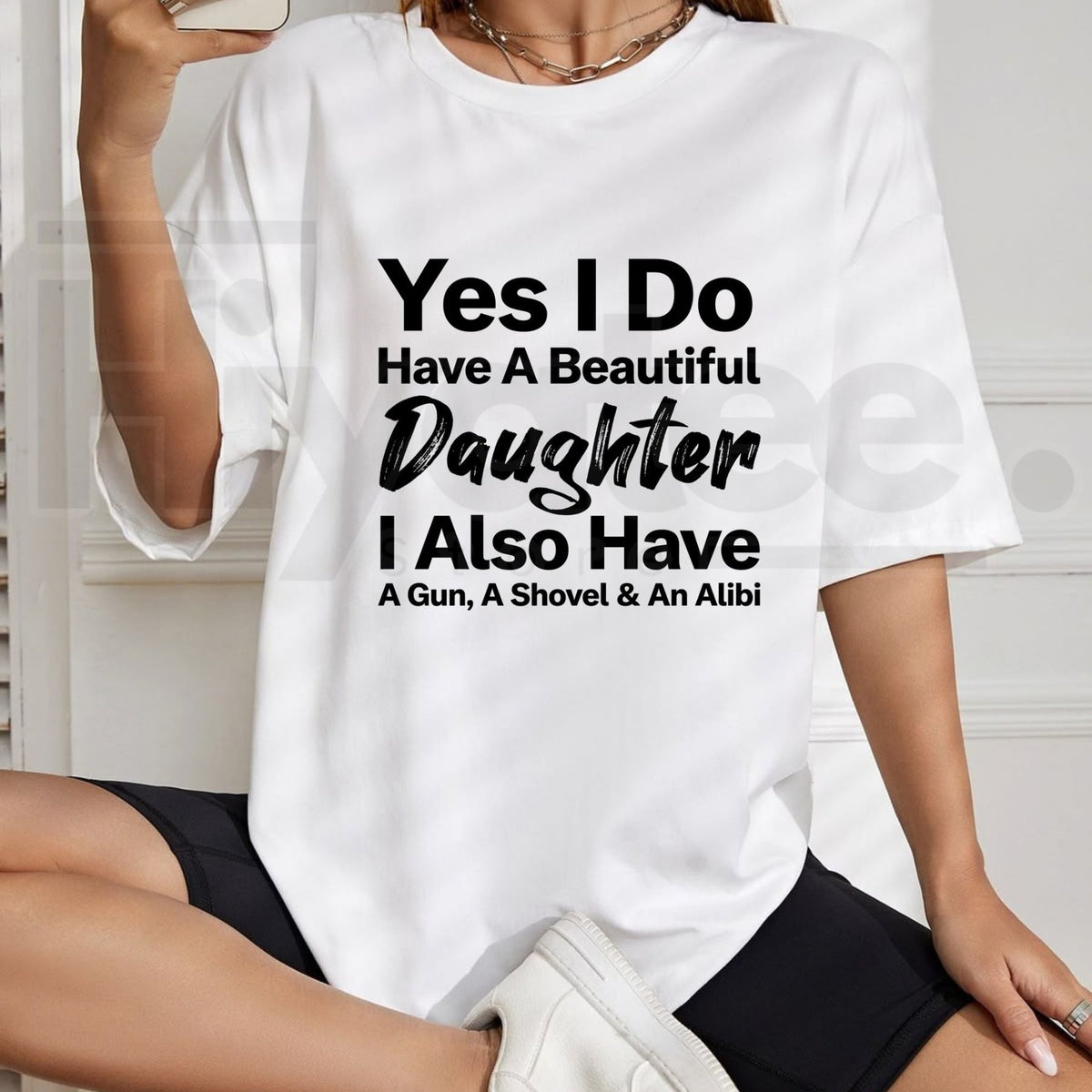 Men's Beautiful Daughter Dad Humor T-Shirt – Protective Father Funny Tee