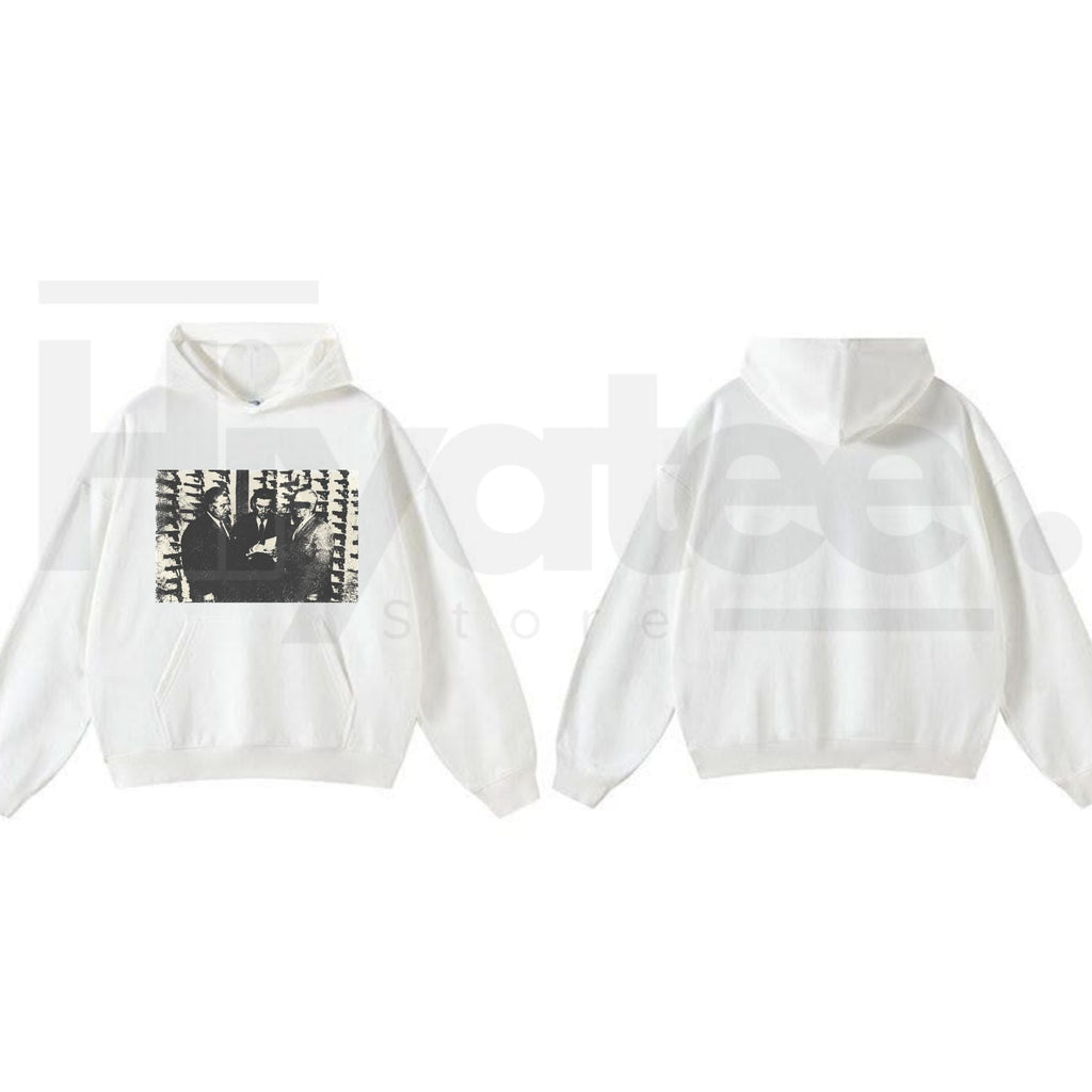 Vintage Punk Graphic & Text Hoodie – Distressed Avant-Garde Streetwear Pullover Sweatshirt