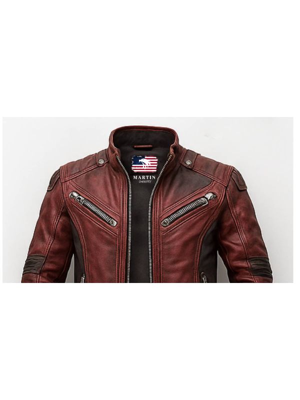Yusef Men's Red Leather Motorcycle Jacket