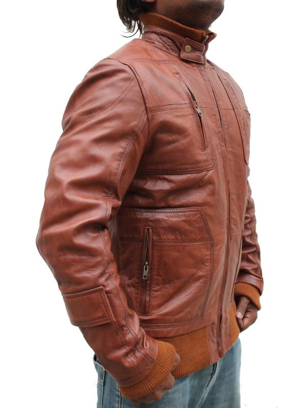 Men's Brown Leather Biker Jacket