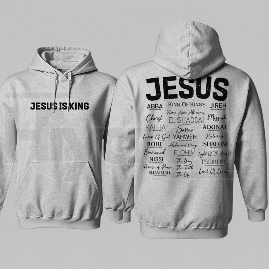 "JESUS IS KING" Gothic Hoodie – Dark Aesthetic Streetwear Cross Graphic Pullover