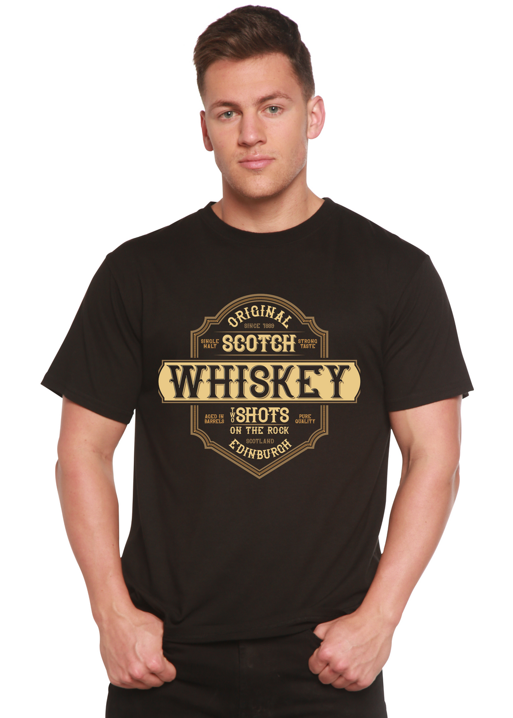 Whiskey Men's Bamboo Viscose/Organic Cotton Short Sleeve Graphic T-Shirt