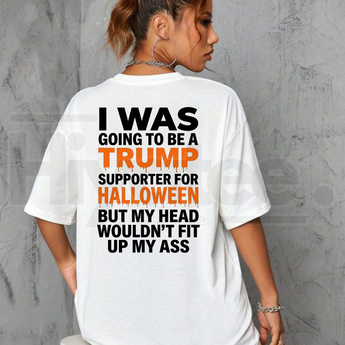 Satirical Political Humor Back Print T-Shirt – Funny Slogan Halloween Party Graphic Tee