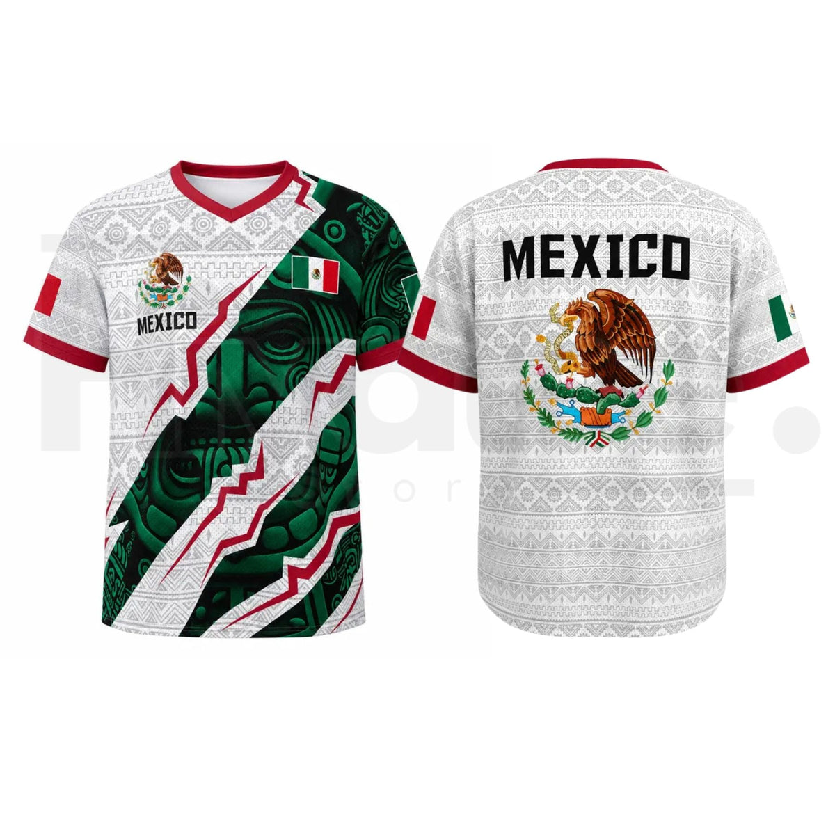 2026 New Mexican Soccer Jersey – Men's Mexico Aztec Calendar Style V-Neck Football Shirt