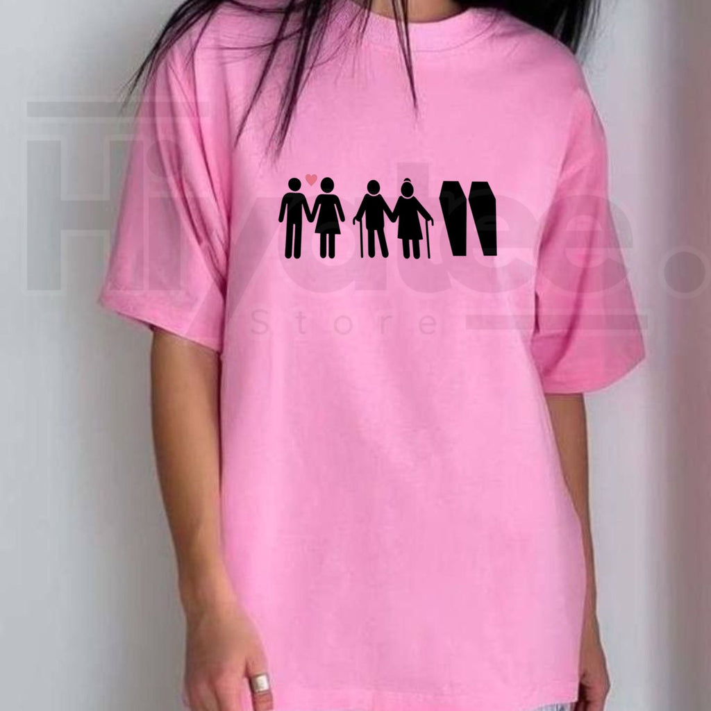 Till Death Do Us Part Life Journey Couple T-Shirt – Romantic Skeleton Graphic Tee