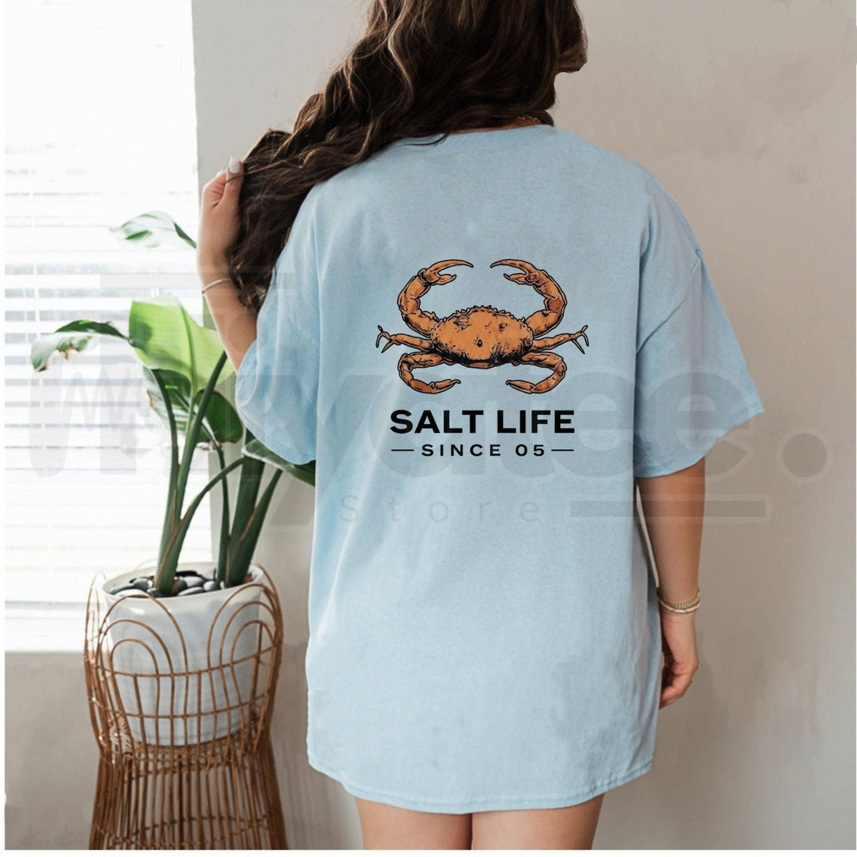 Coastal Vintage Crab T-Shirt – Retro Salt Life Slate Blue Graphic Tee