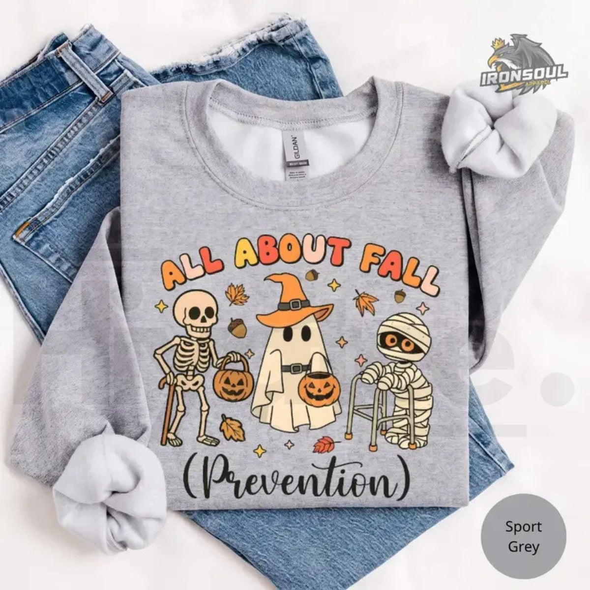 All About Fall Prevention Sweatshirt – Funny Physical Therapy PT OT Graphic Crewneck, Healthcare Worker Gift