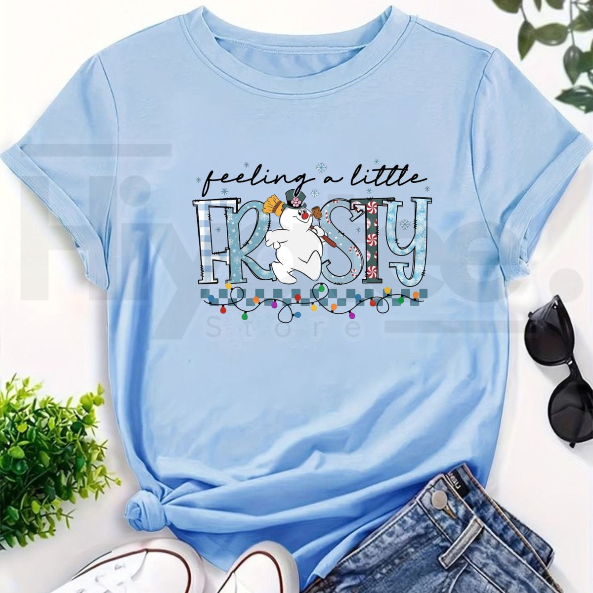 Feeling a Little Frosty Christmas T-Shirt – Cute Snowman Tee
