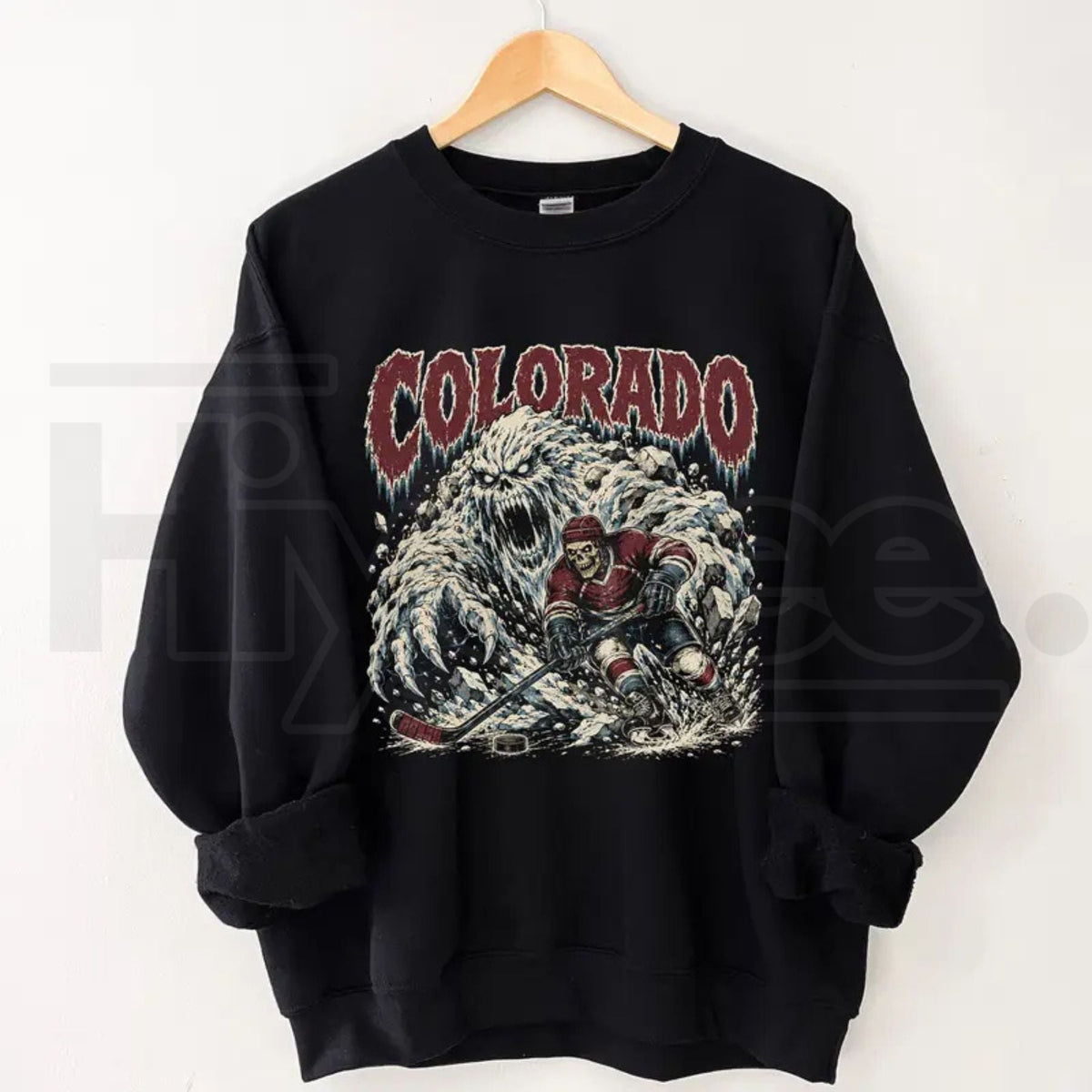 Gildan USA 32 Teams Ice Hockey Skull Vintage Sweatshirt – Classic 90s All Team Game Day Graphic Crewneck