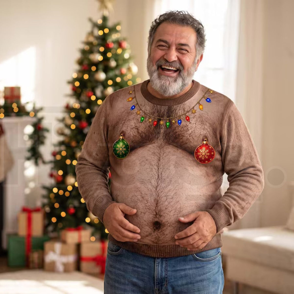 Funny Santa Abs Ugly Sweater – Hilarious Novelty Christmas Pullover for Men & Women, Unisex Holiday Gag Gift
