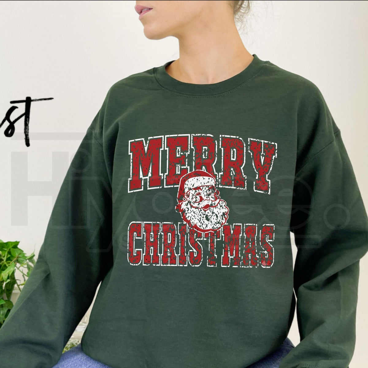 Merry Christmas Santa University Sweatshirt, Retro Santa Claus Collage Graphic Pullover