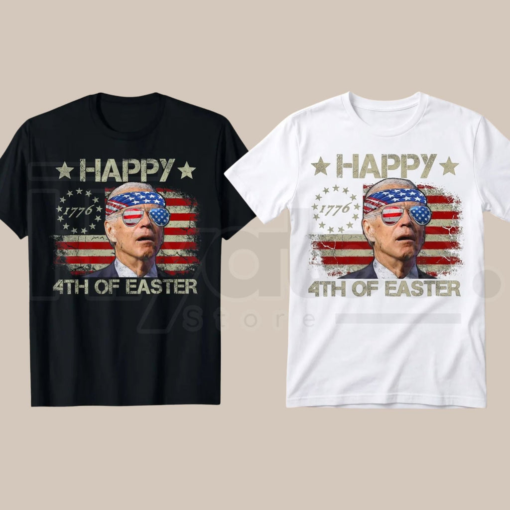Funny Joe Biden Happy 4th of Easter T-Shirt – 250th Anniversary 4th of July Men's Flag Tee