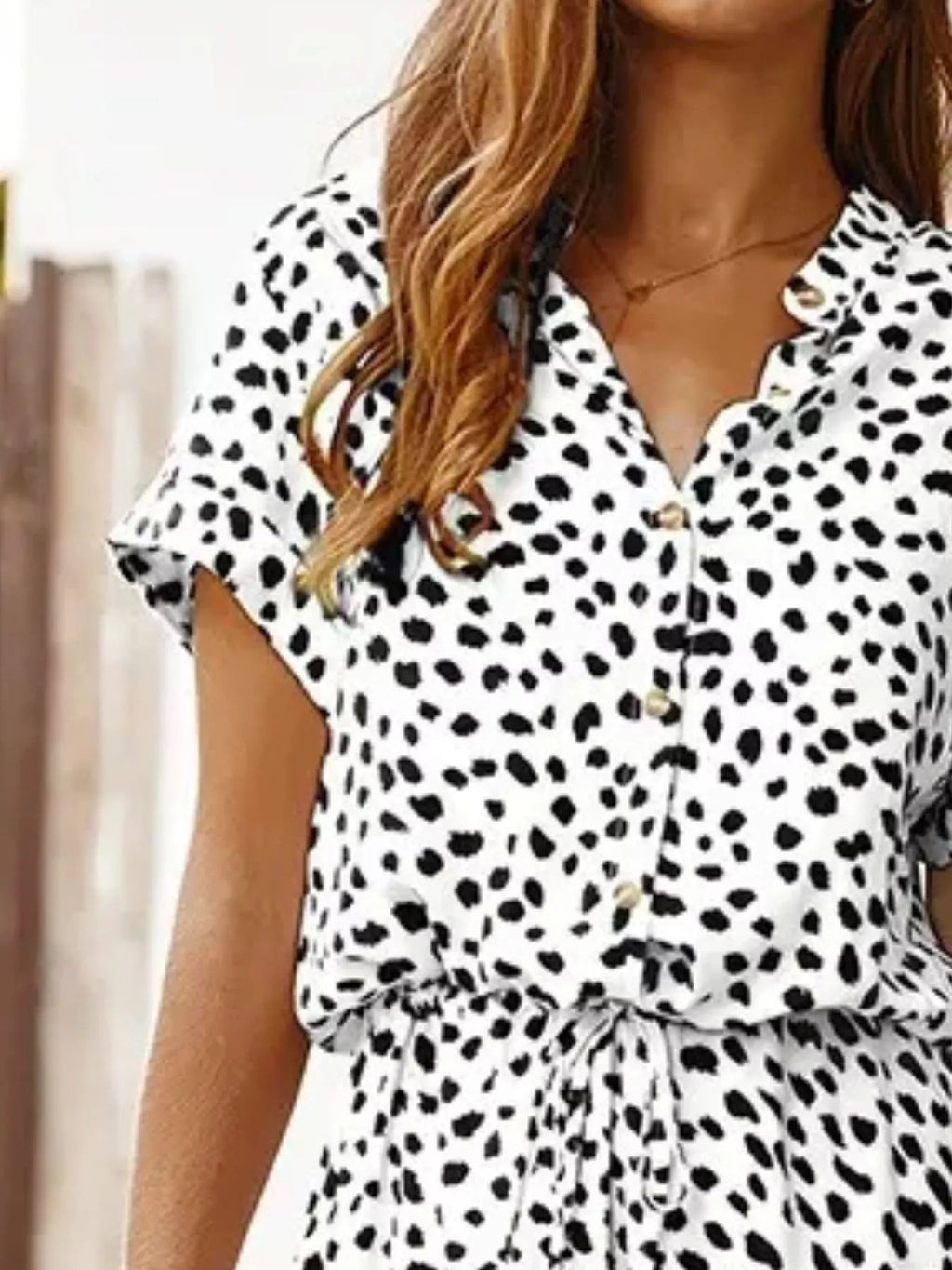 Animal Print Drawstring Waist Midi Dress