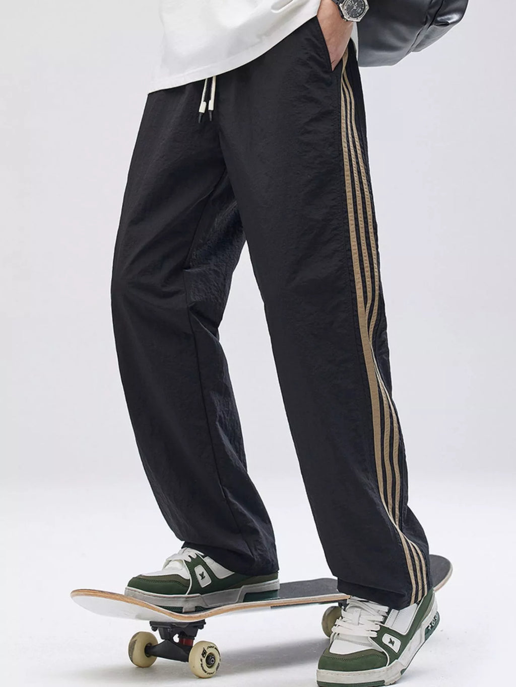 Men's Full Size Drawstring Wide Leg Pants with Side Striped Plus Size