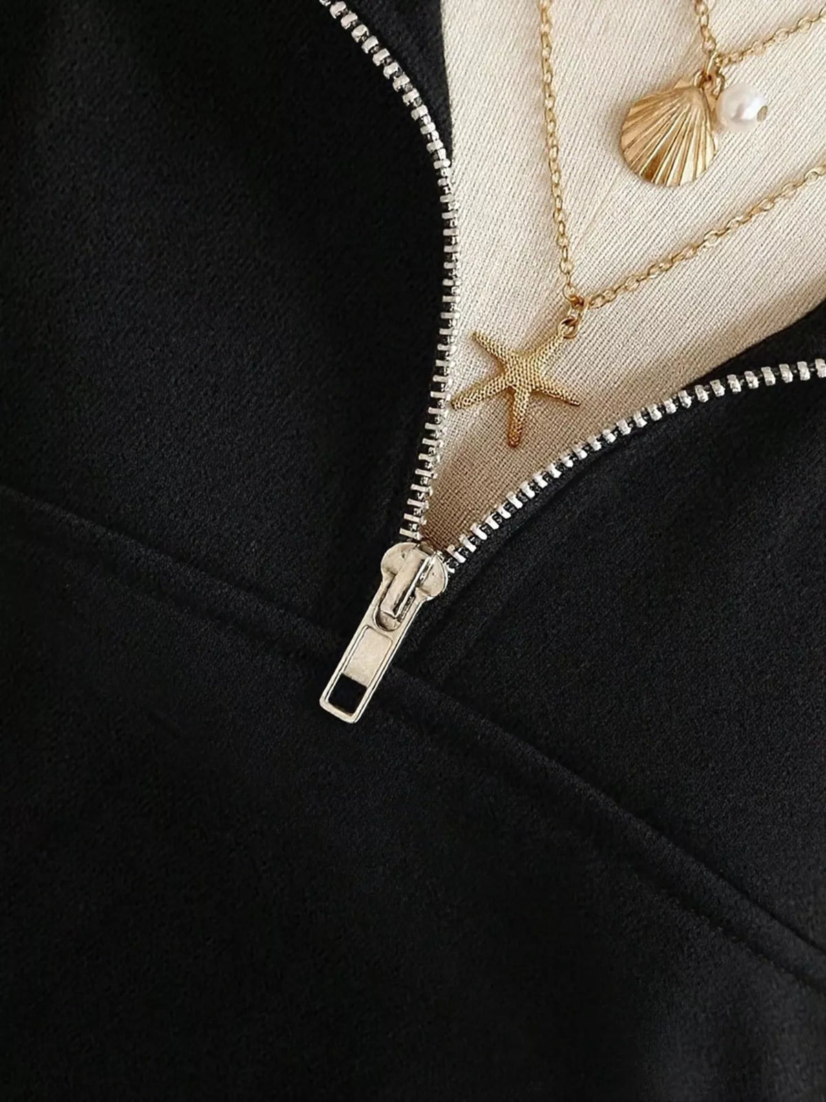 Quarter-Zip Dropped Shoulder Sweatshirt