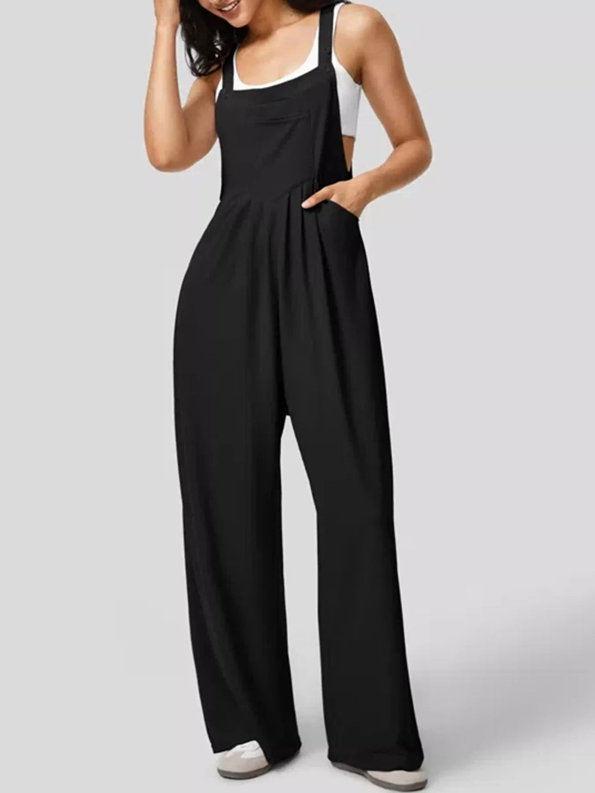 Wide Strap Wide-Leg Overalls
