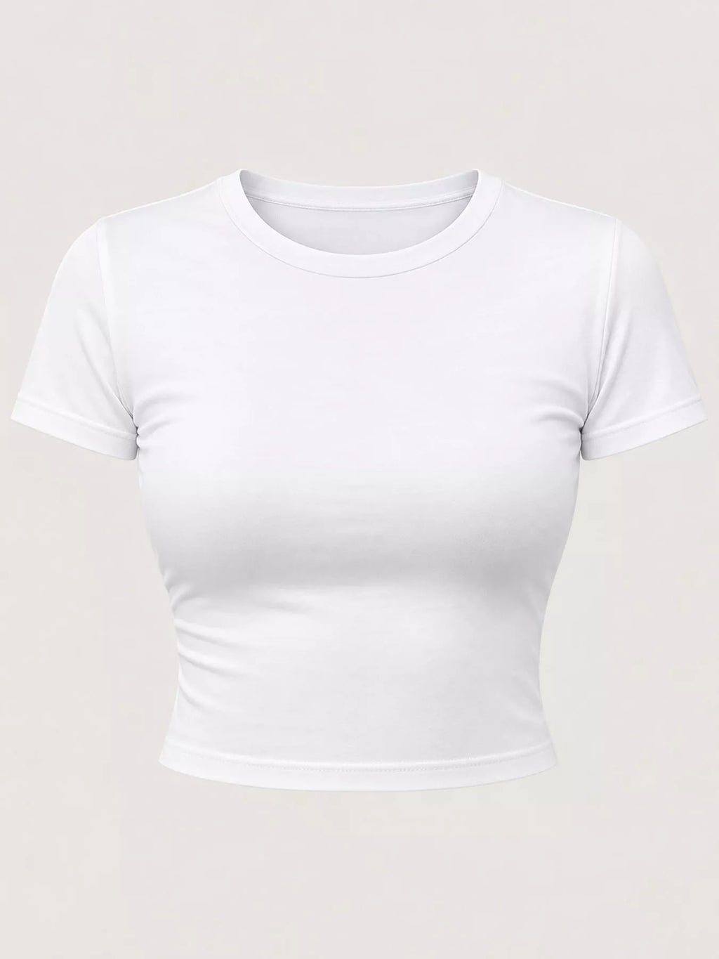 Slim Fit Basic Crew Neck Short Sleeve Crop T-Shirt