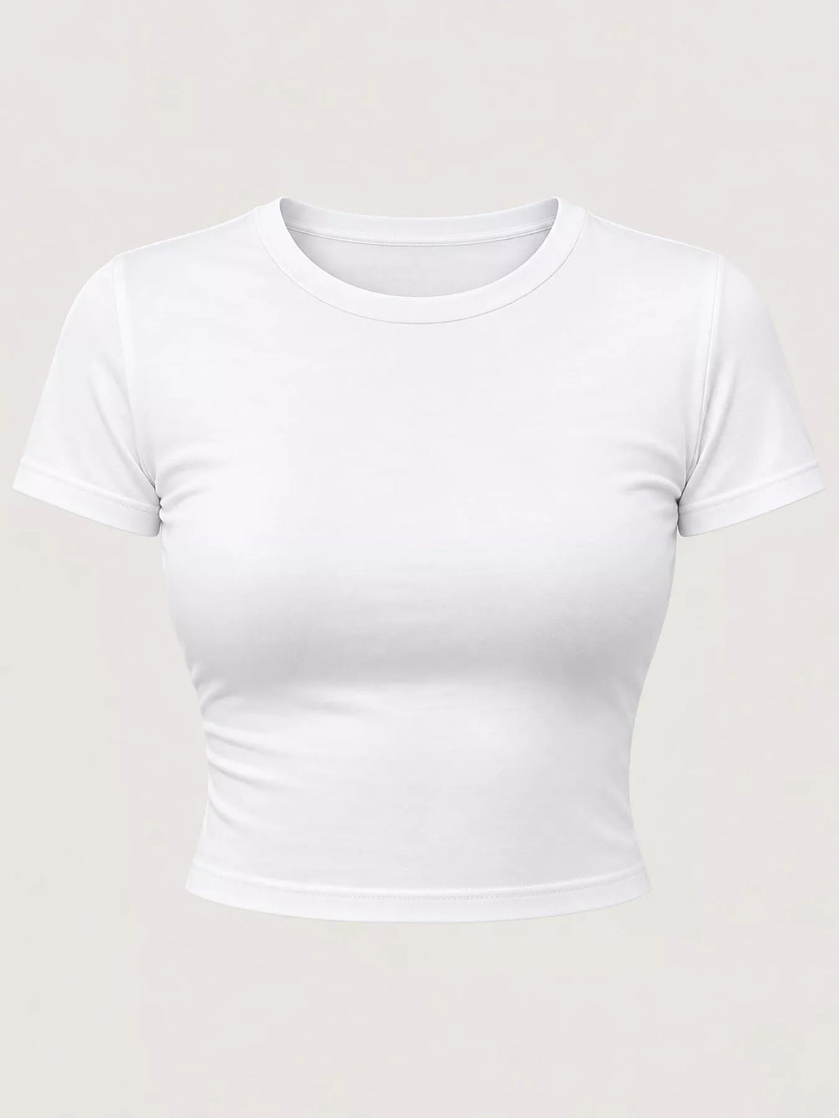 Slim Fit Basic Crew Neck Short Sleeve Crop T-Shirt