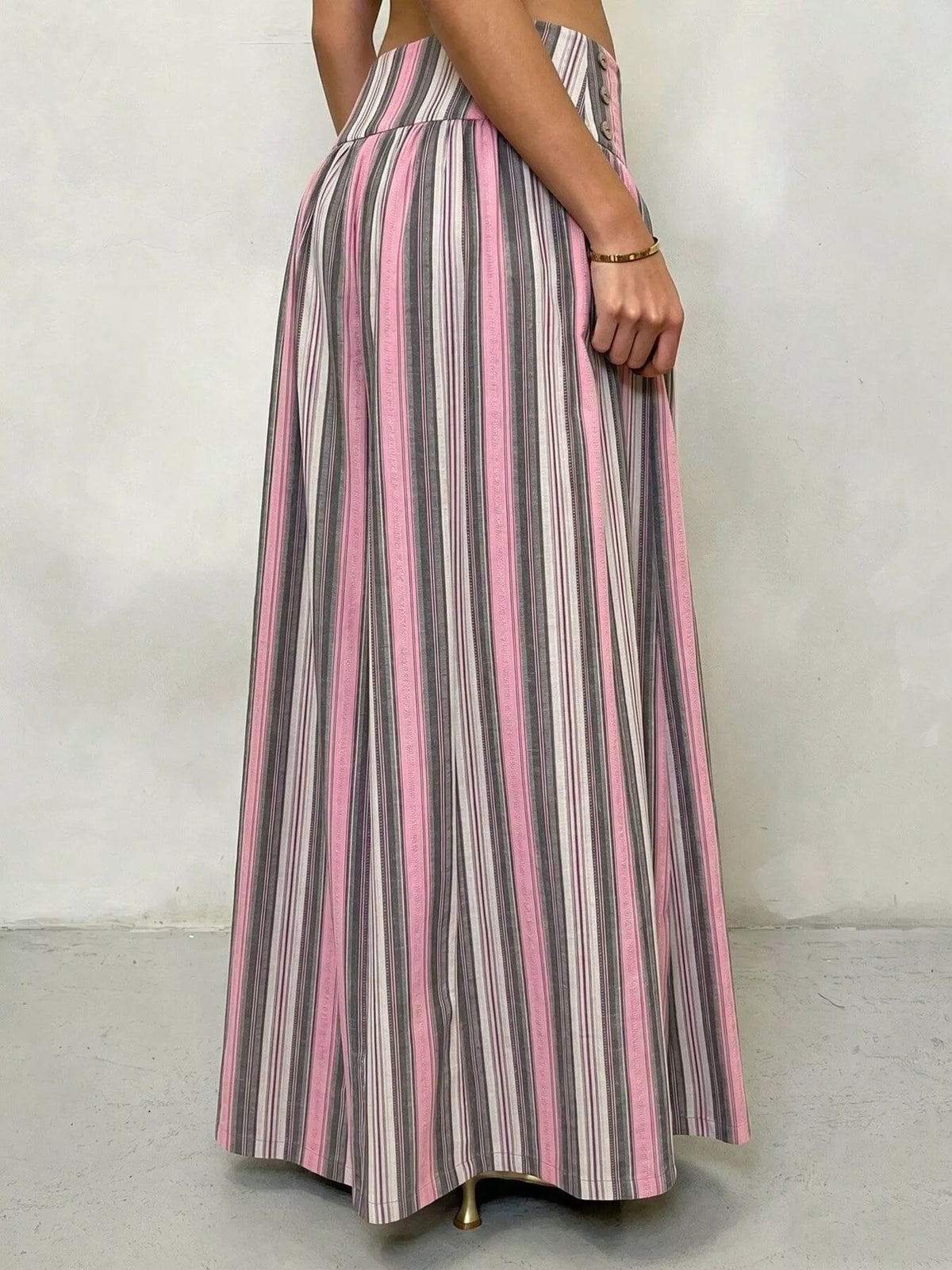 High-Waisted Striped Wide-Leg Casual Pants