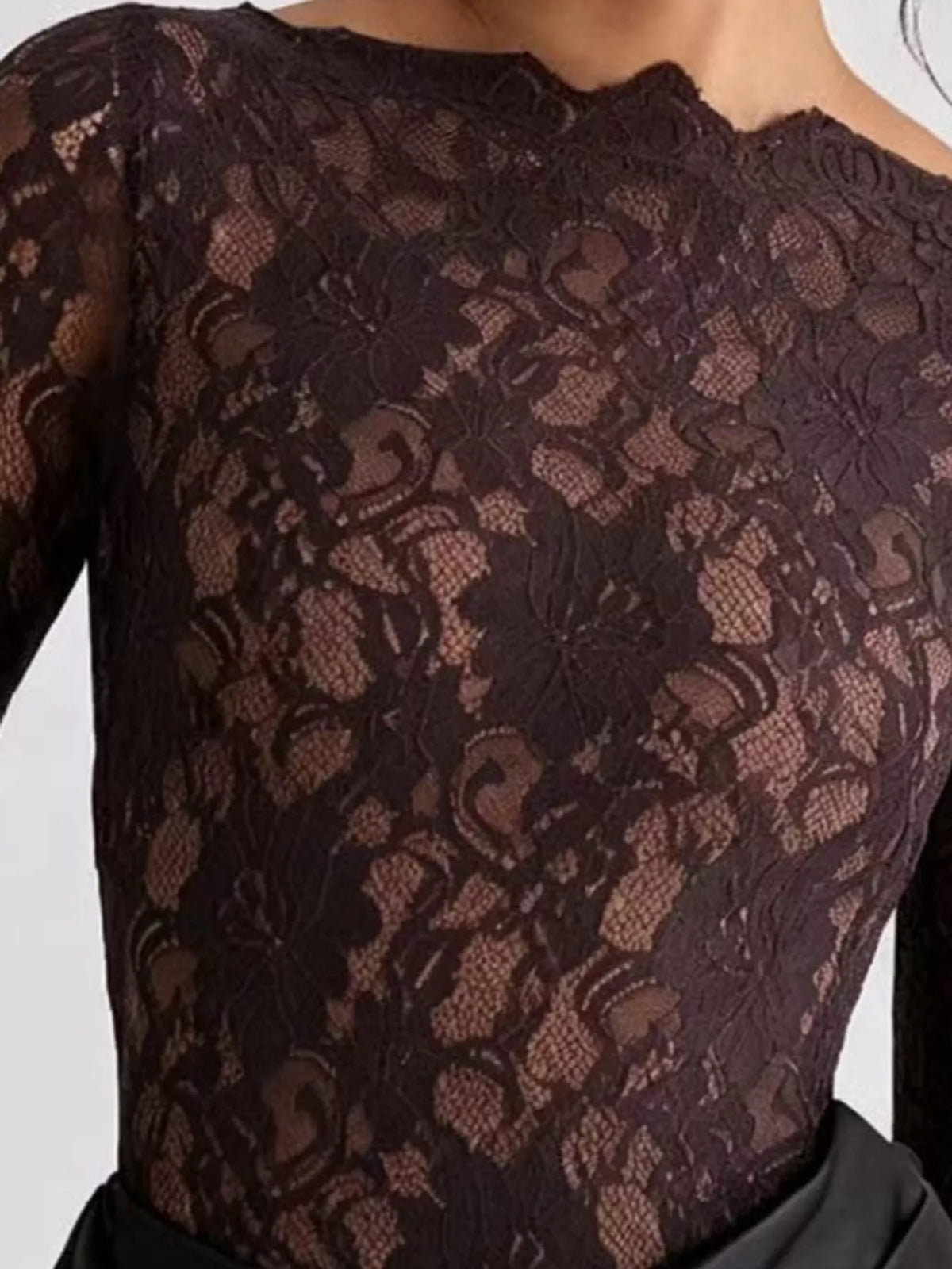 Long-Sleeve Lace and Satin Patchwork Maxi Dress