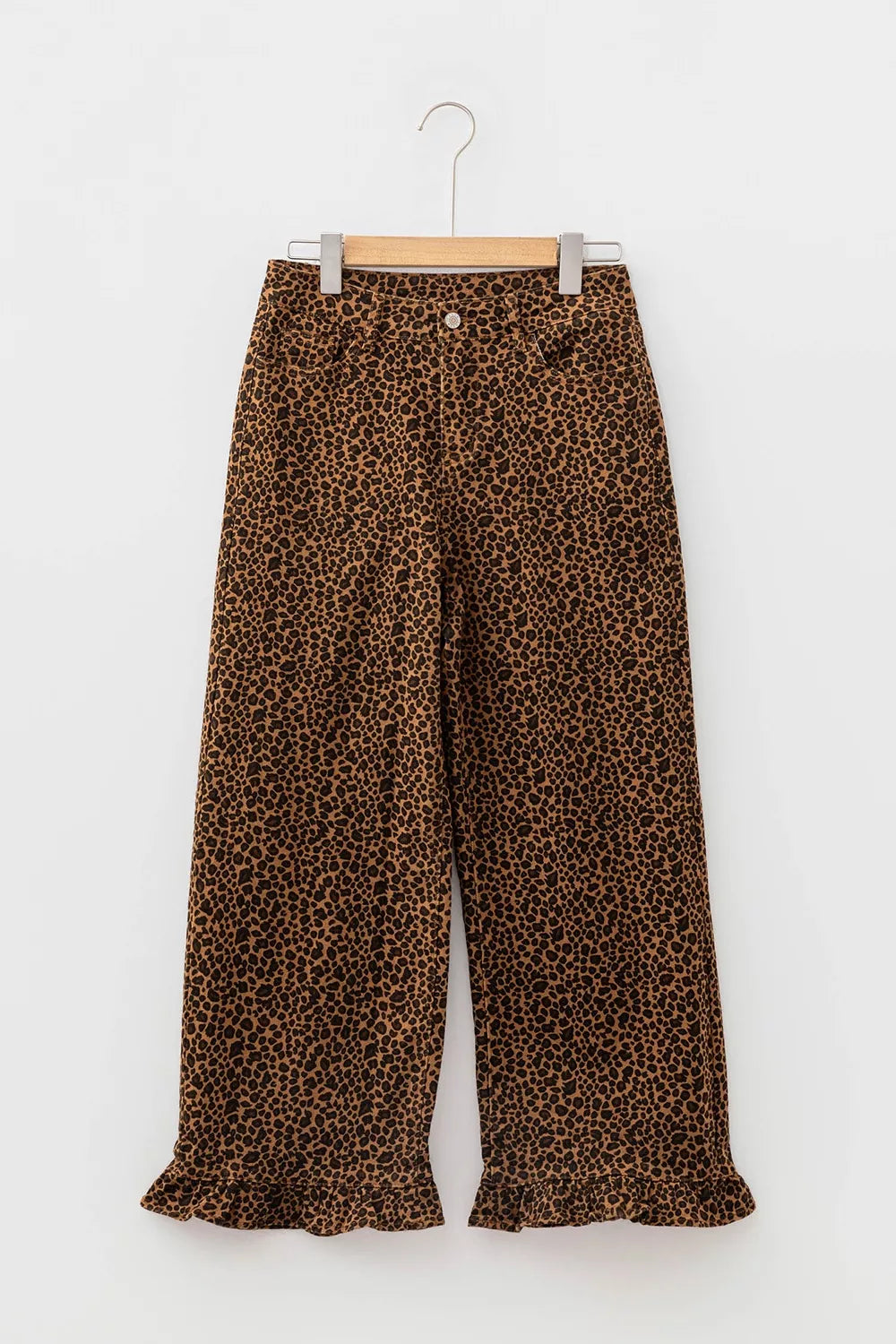 Leopard Print Ruffled Hem Shift Jeans