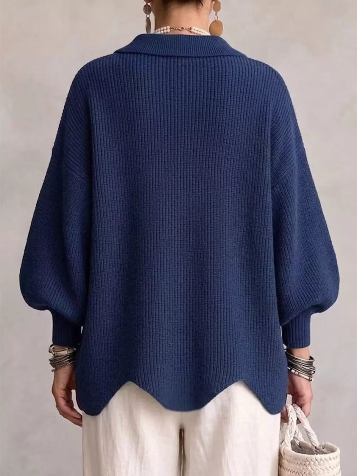 Full Size Ribbed Knit Gold Buttons Cardigan Plus Size