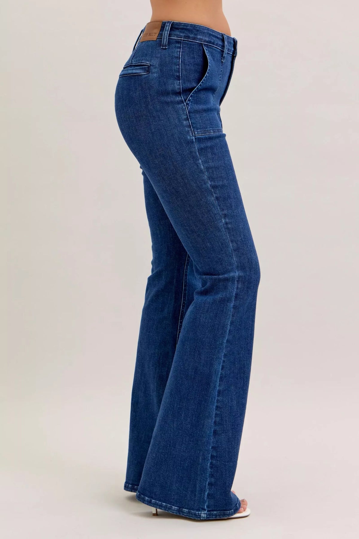 Judy Blue High Waist Flare Jeans with Front Patch Pockets