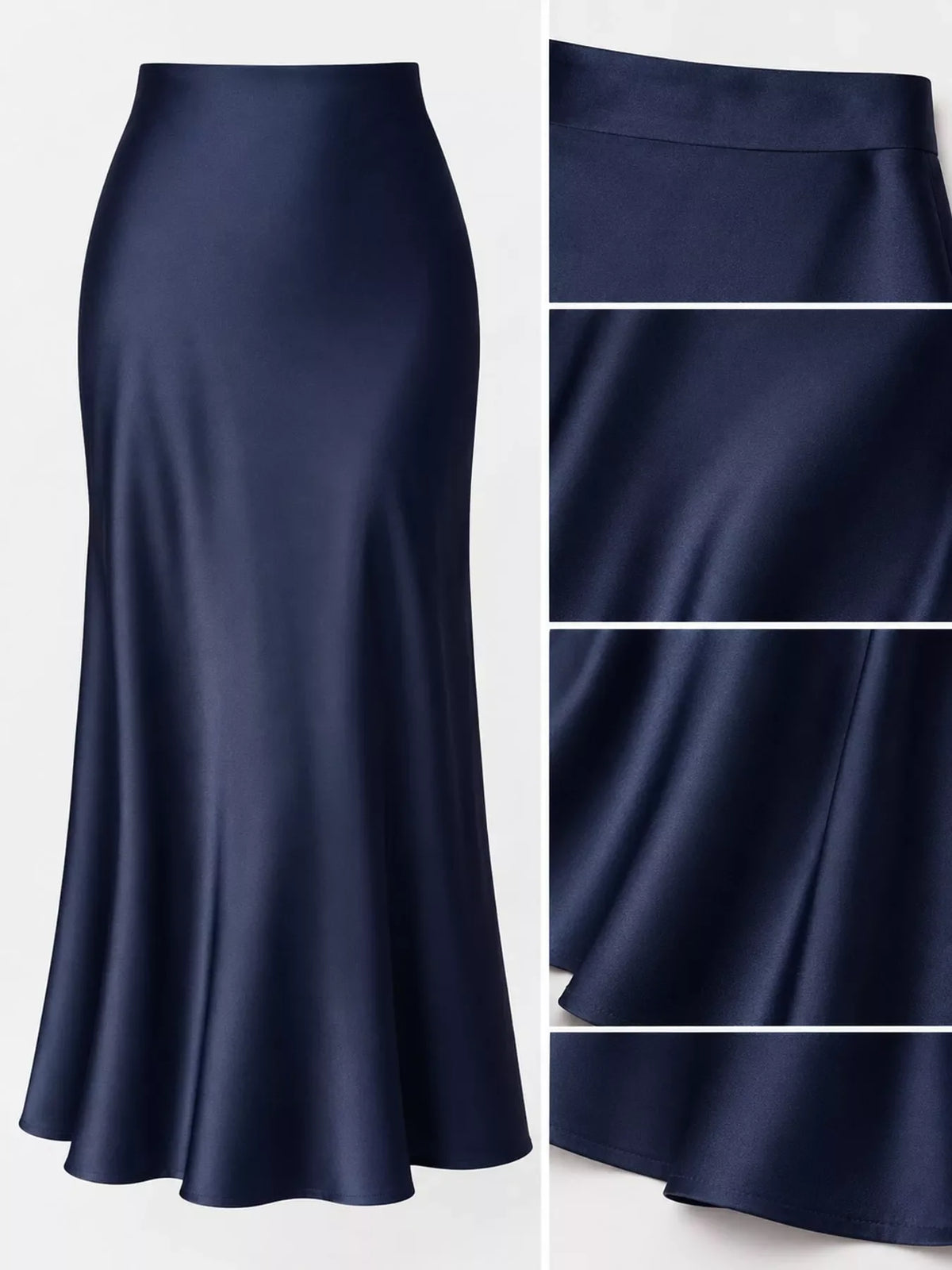 High-Waisted Satin Midi Skirt