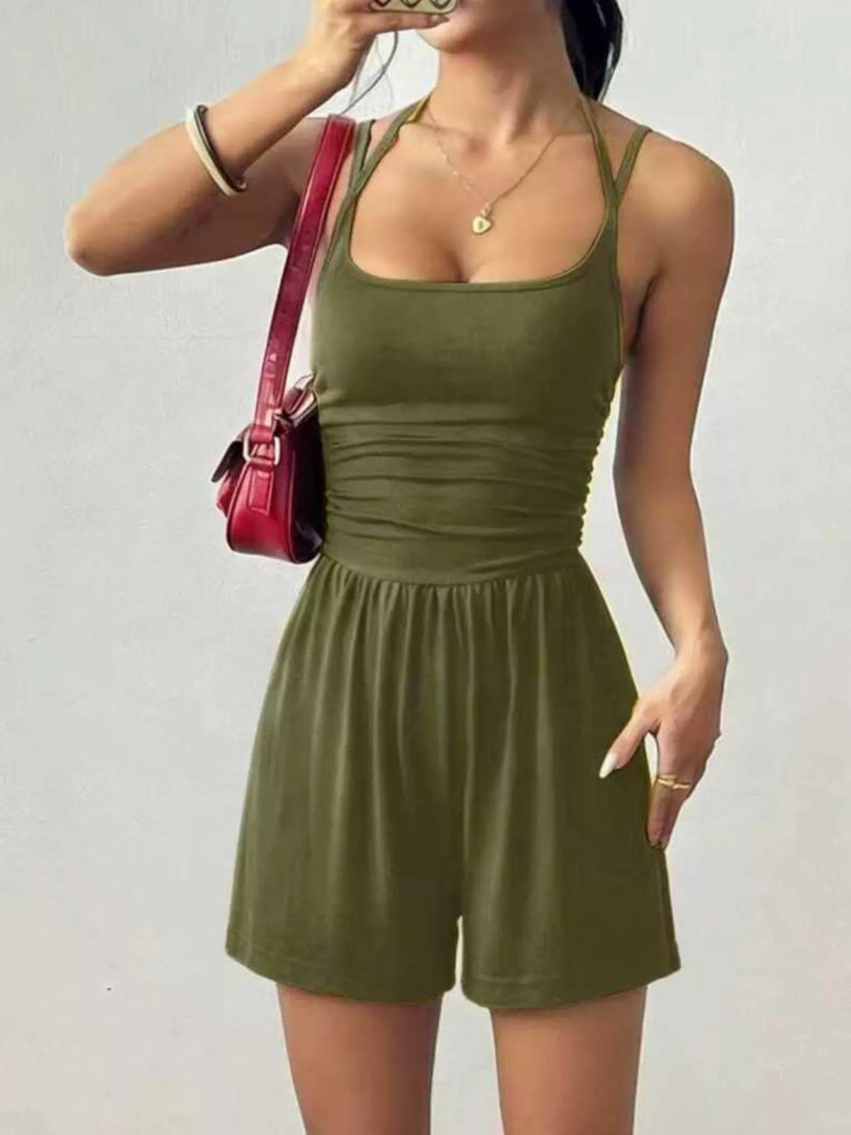 Ruched Spaghetti Strap Romper