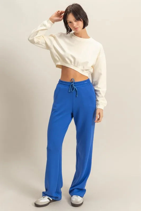 HYFVE Crew Neck Long Sleeve Crop Sweatshirt