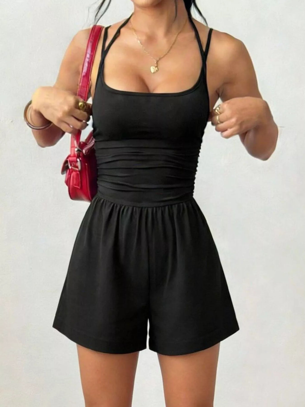 Ruched Spaghetti Strap Romper