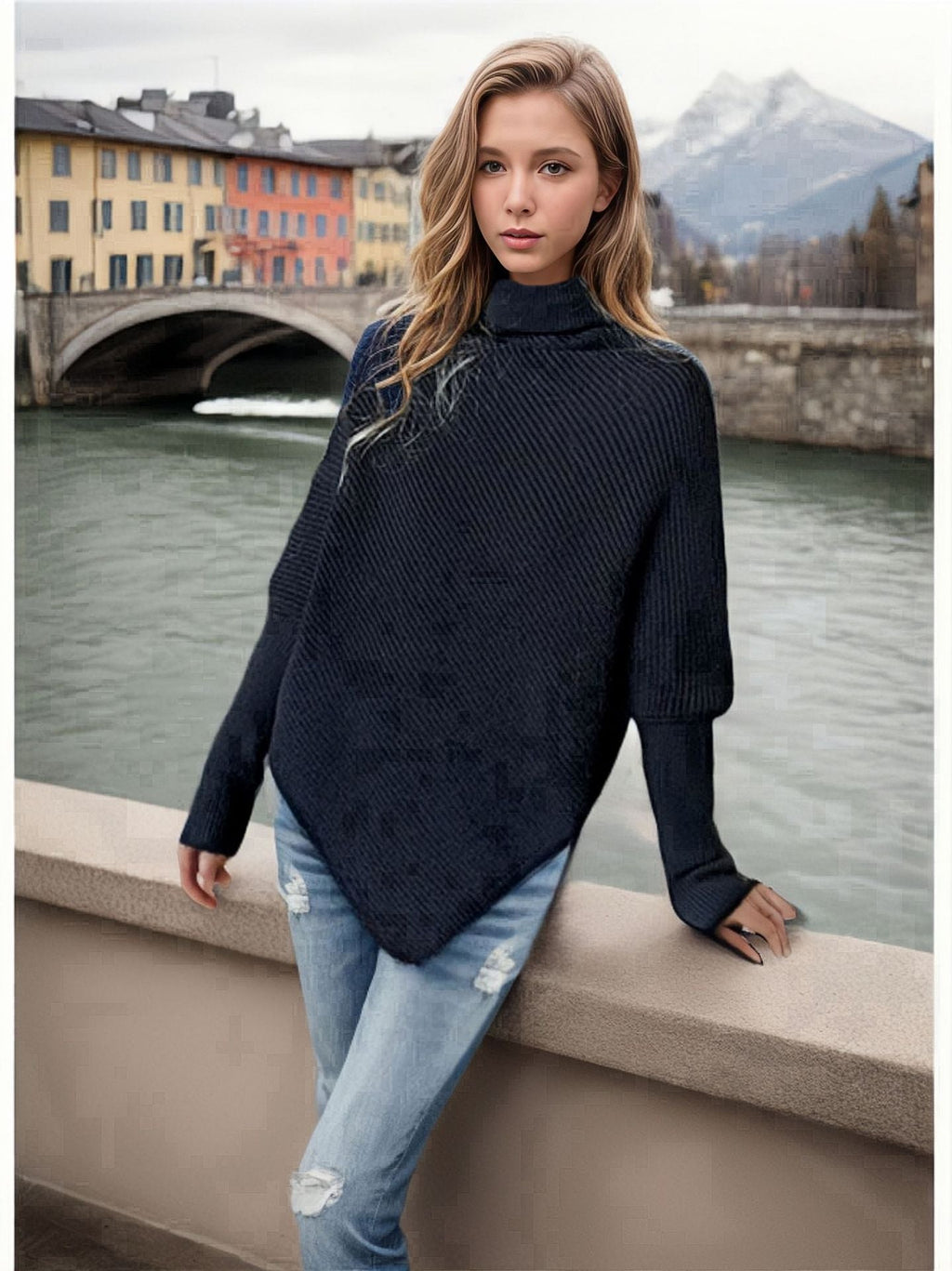 Irregular Outerwear Turtleneck Sweater Women's