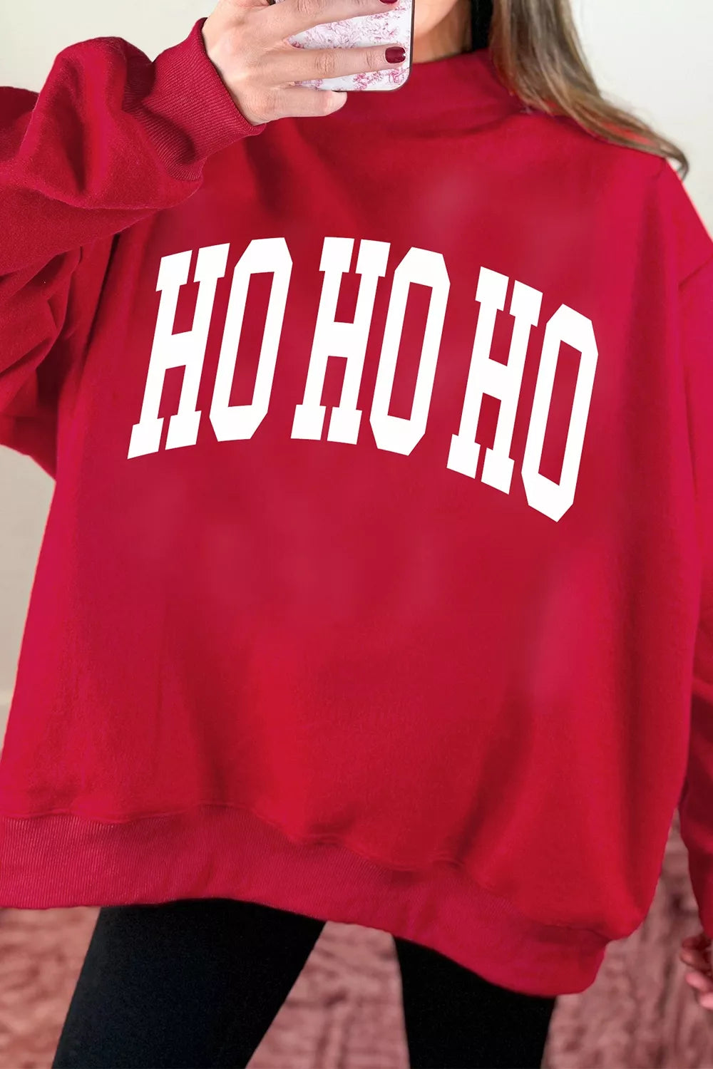 Christmas Slogan MERRY High Neck Tunic Holiday Sweatshirt
