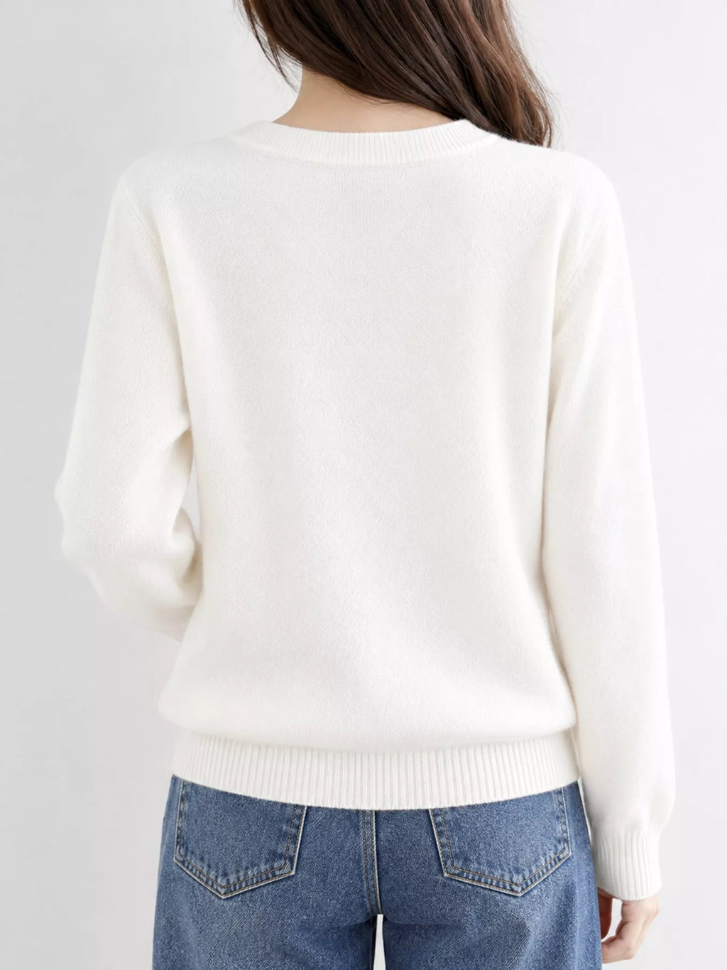 Crew Neck Button-Down Cardigan