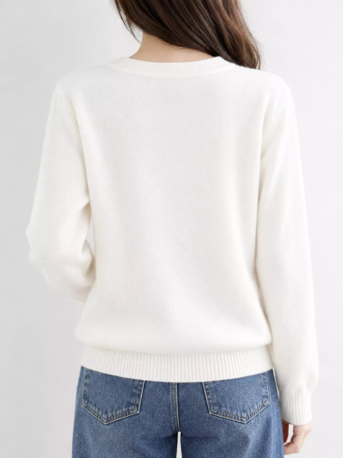 Crew Neck Button-Down Cardigan
