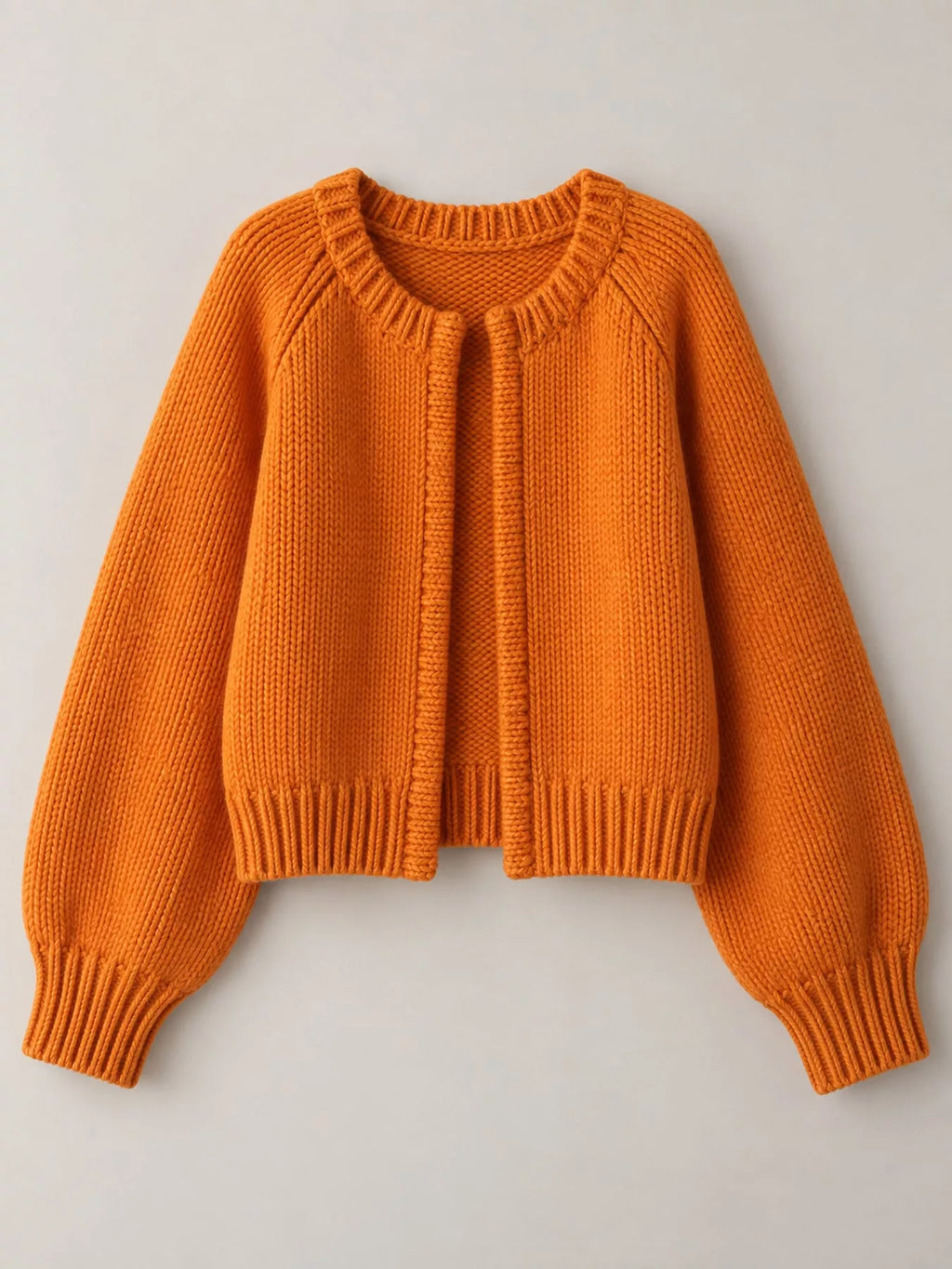Ribbed Hem Zip-Up Cardigan