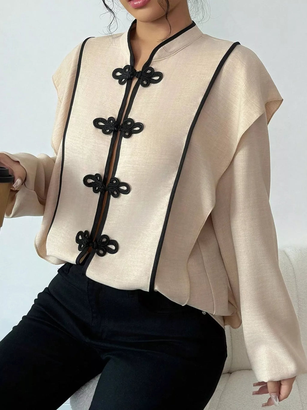 Chinese-Style Mandarin Collar Blouse