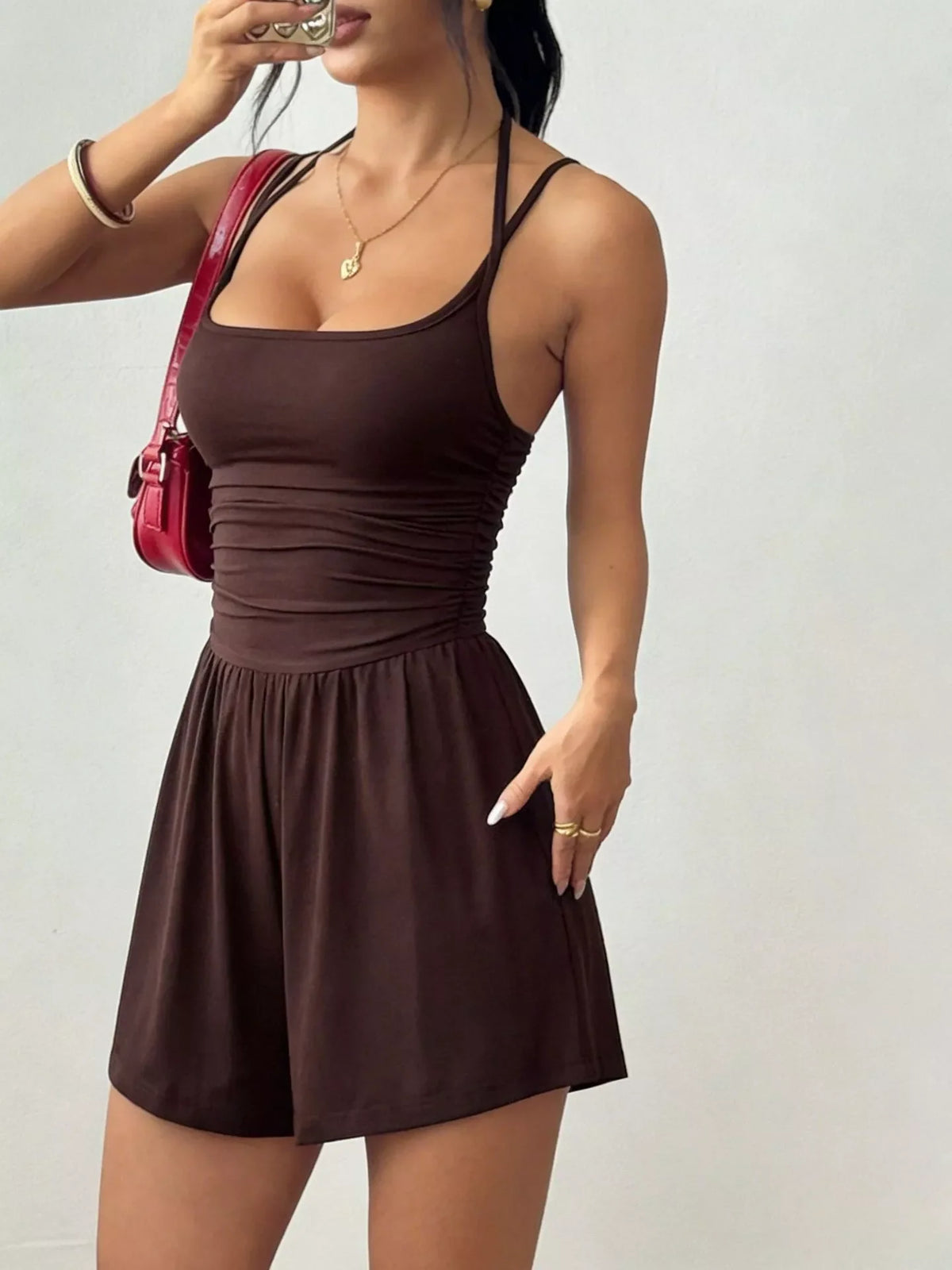 Ruched Spaghetti Strap Romper