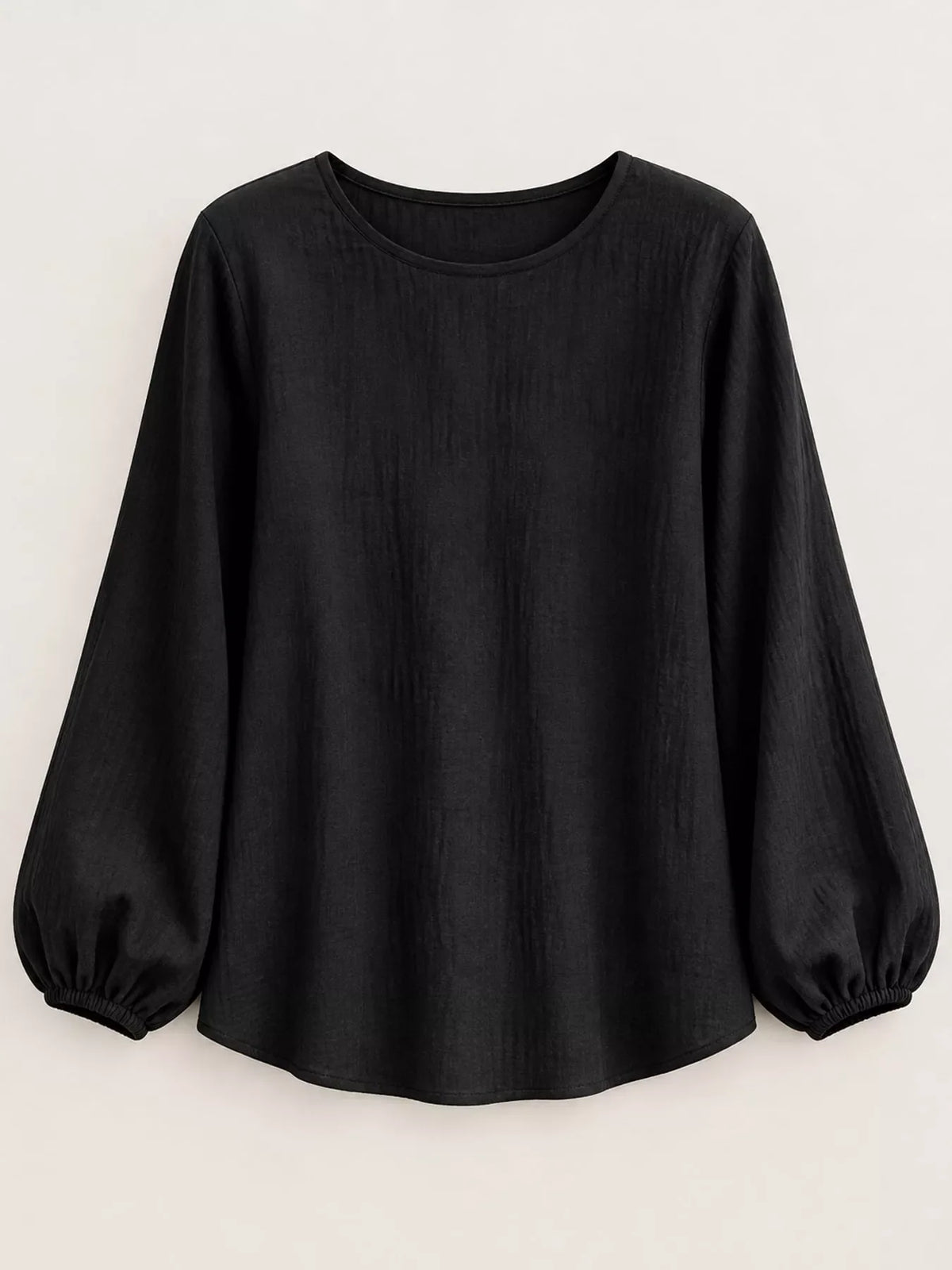 Full Size Elasticated Cuffs Long Sleeve Blouse Plus Size