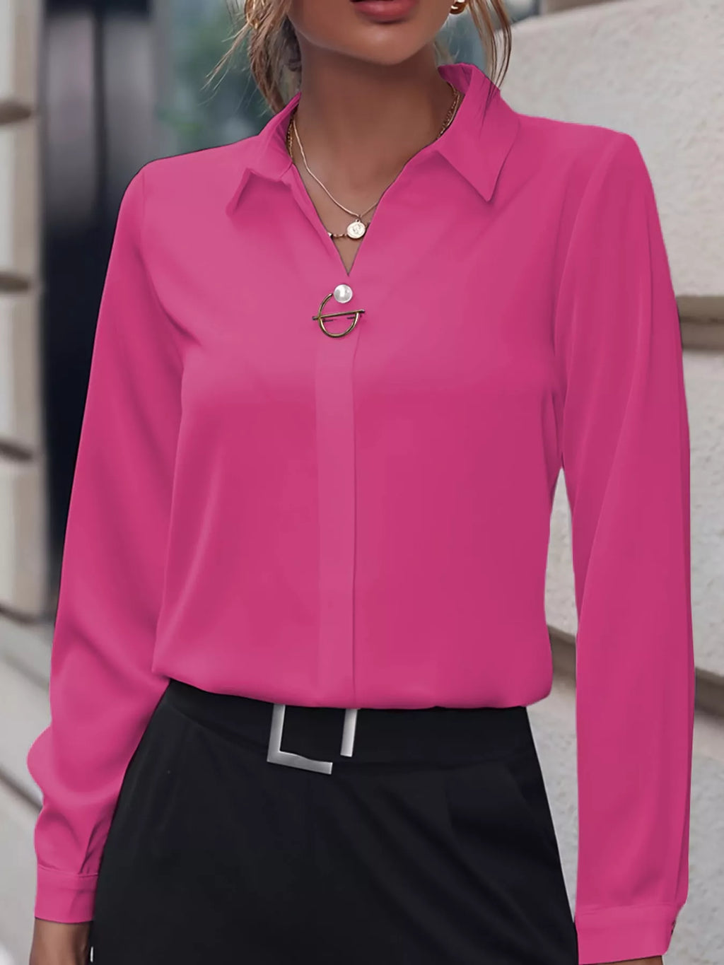 Long Sleeve Satin Blouse