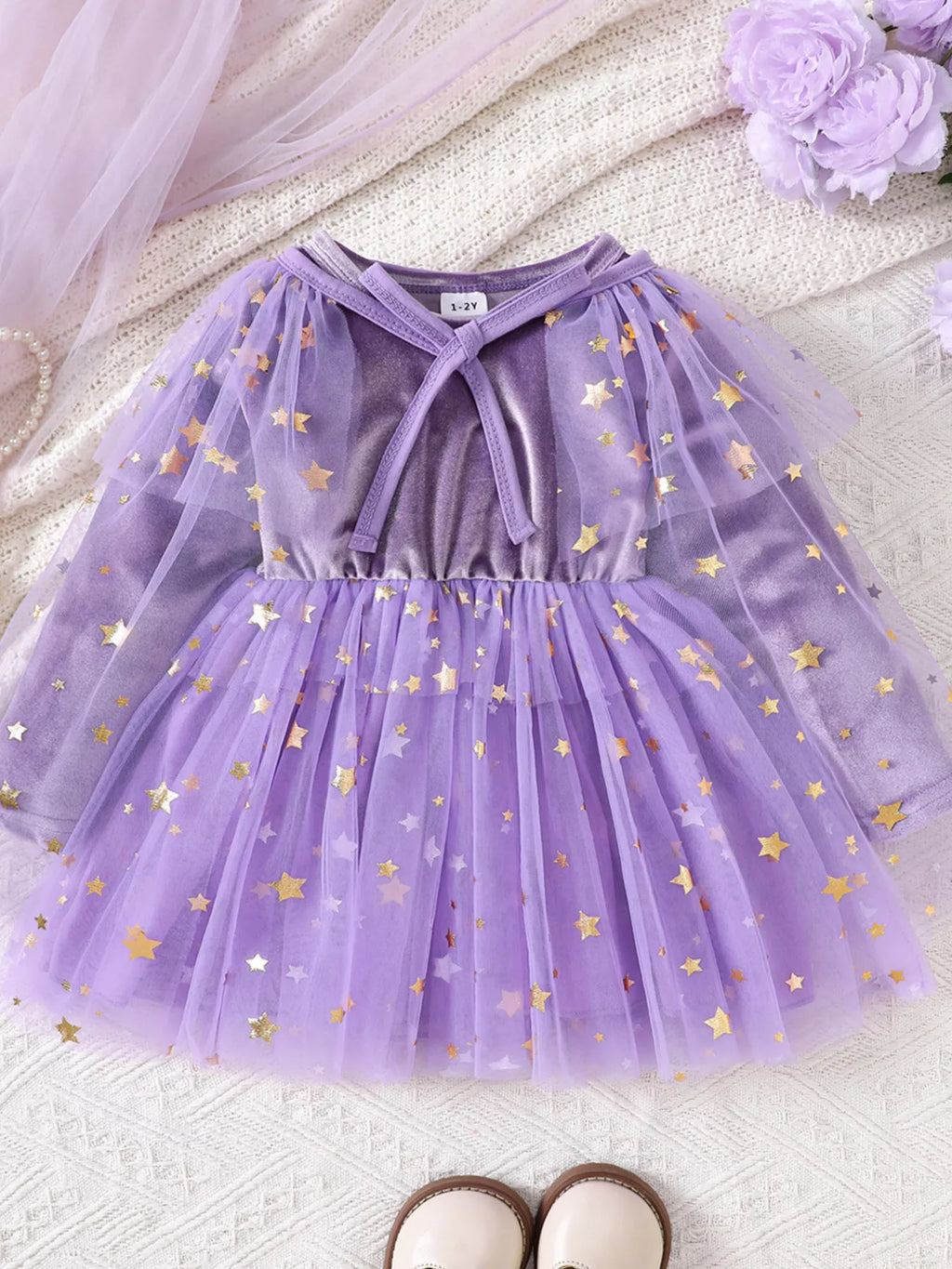 Children's Halloween Velvet Dress and Mesh Cape Set
