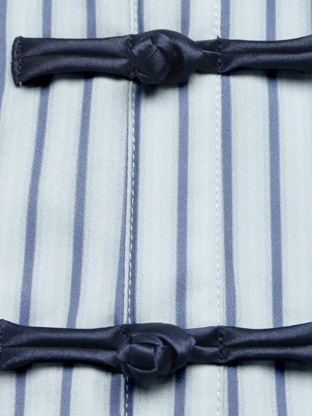 Striped Mandarin Knot Buttons Peplum Hem Shirt