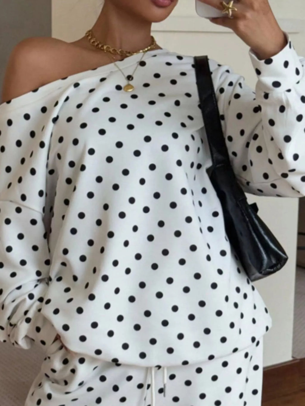 Polka Dot Long Sleeve Top and Pants Set