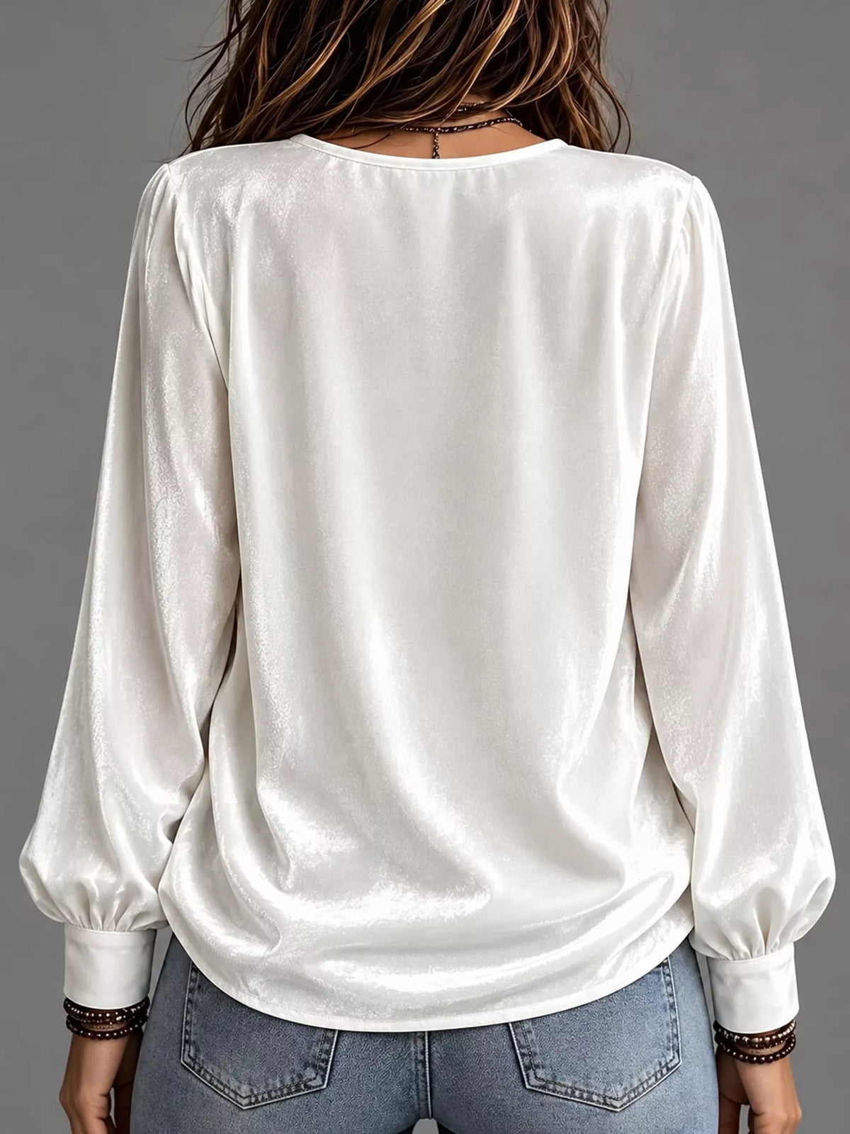 Front Bow Tie Detail V-Neck Top