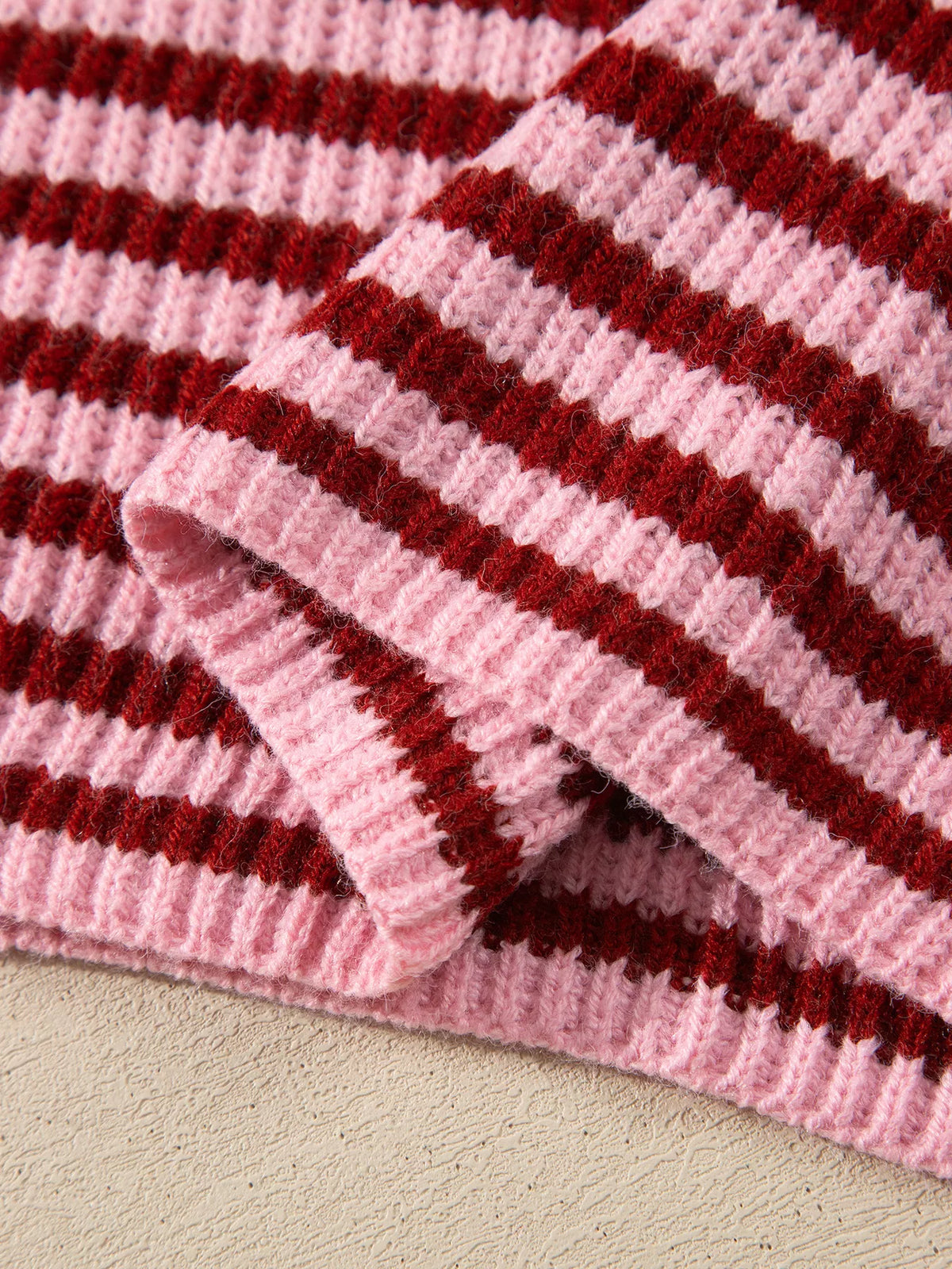 Striped High Neck Zip-up Sweater Long Sleeve Casual Fit Drop Shoulder Open Front Cardigan