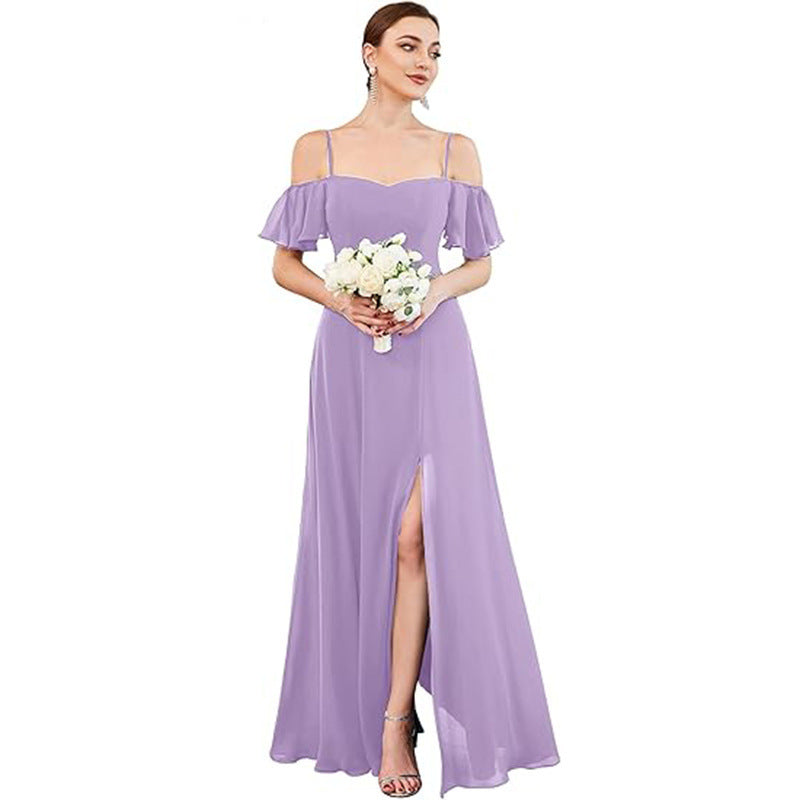 Off-shoulder Chiffon Maxi Dress, Womens Evening Gown