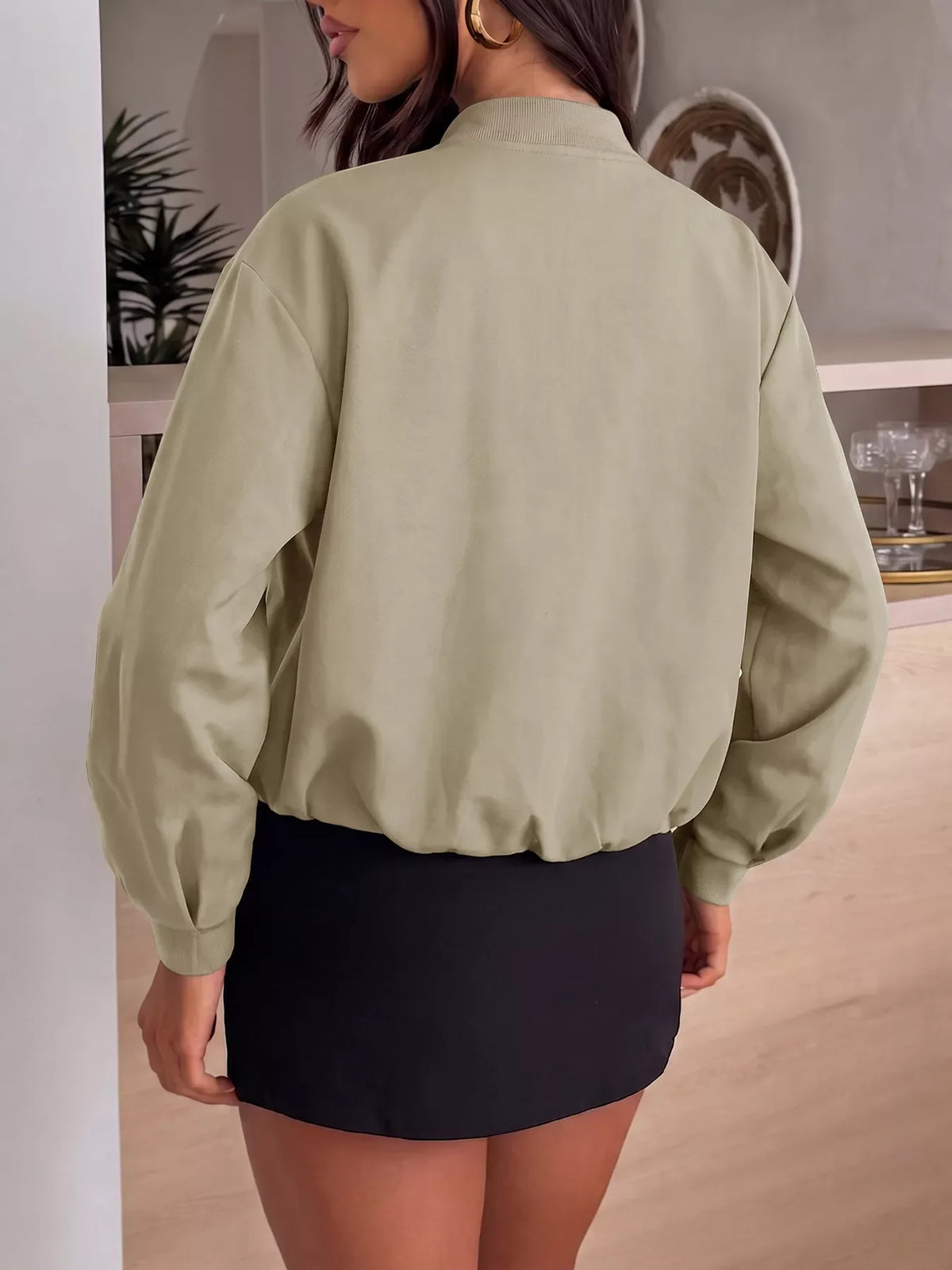 Zip-Up Dropped Shoulder Jacket