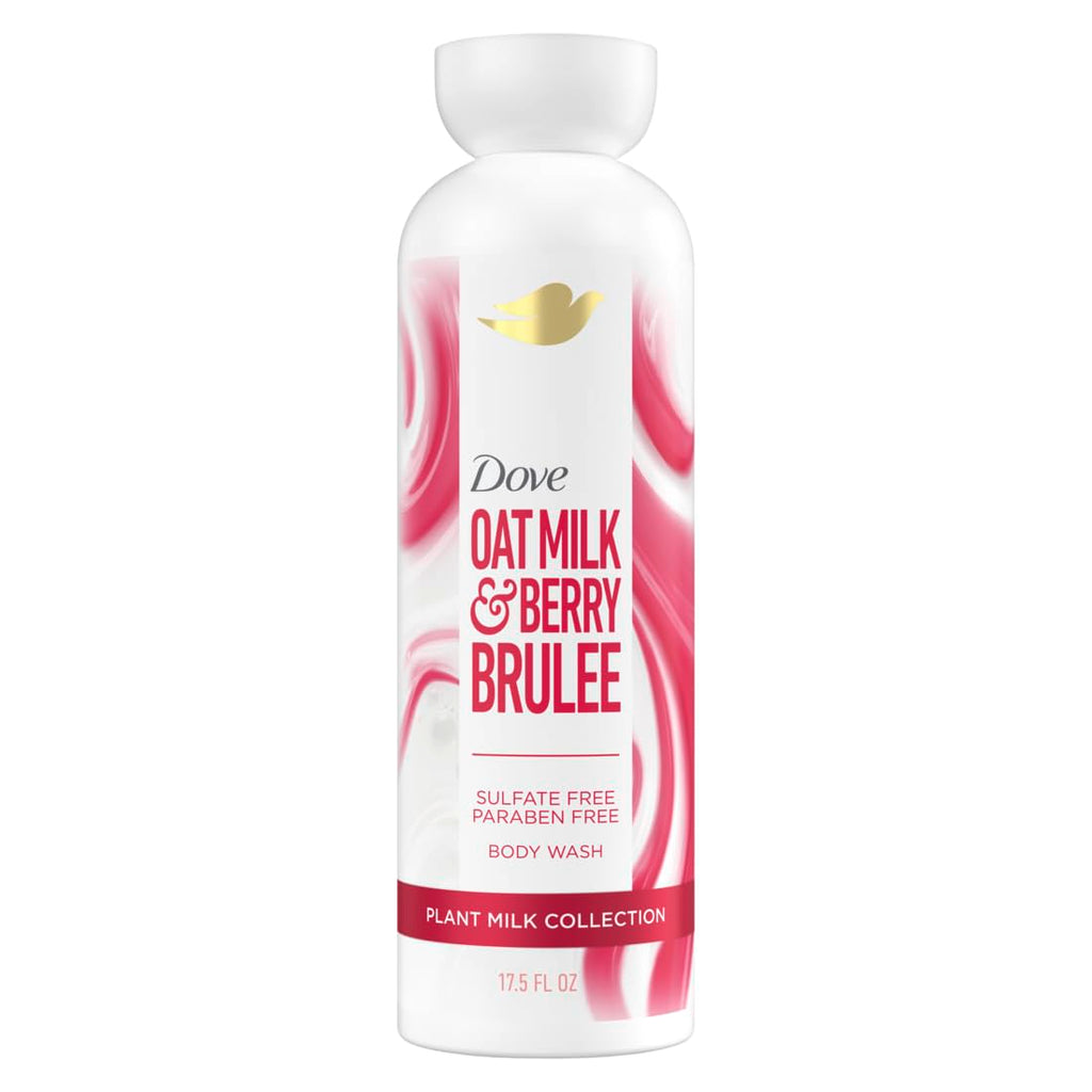 Dove Plant Milk Cleansing Body Wash Oat Milk & Berry Brulee for Moisturized Skin Gentle Cleanser, No Sulfate or Parabens, pH balanced 17.5 fl oz