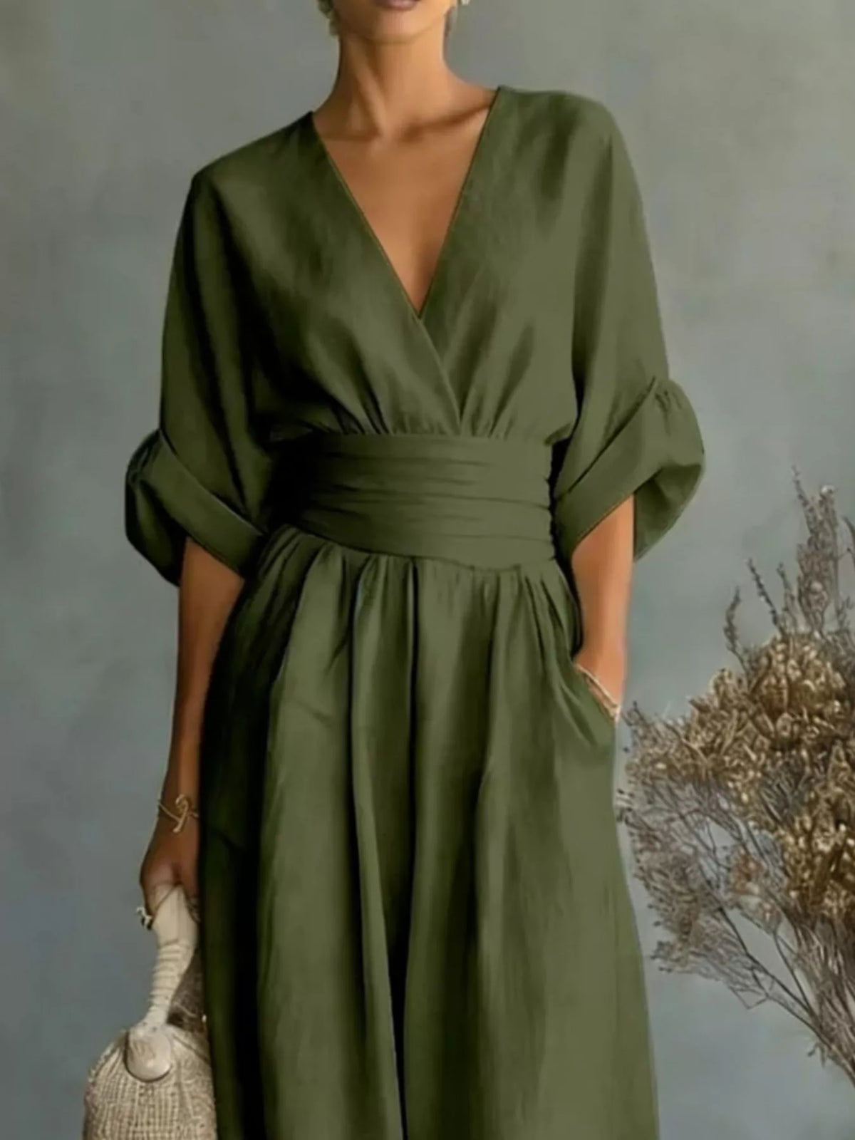 Full Size Half Sleeve Wide-Leg Jumpsuit Plus Size